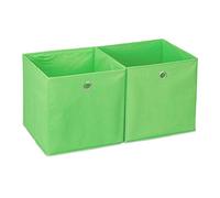 Relaxdays Set da 2 Cestini Porta-Oggetti, Quadrati, per lo Scaffale, Scatole a Forma di Cubo, 30x30x30 cm, Verde