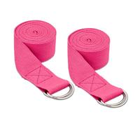 Relaxdays Set da 2 Cinghie da Yoga, Ausilio per lo Stretching, 250 x 3,8 cm, Cinture per Stretching, in Cotone, Rosa
