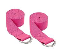 Relaxdays Set da 2 Cinghie da Yoga, Ausilio per lo Stretching, 250 x 3,8 cm, Cinture per Stretching, in Cotone, Rosa
