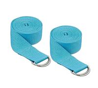 Relaxdays Set da 2 Cinghie da Yoga, Ausilio per lo Stretching, 250 x 3,8 cm, Cinture per Stretching, in Cotone, Celeste