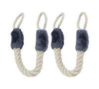 Relaxdays Corda Fermaporta di Sicurezza, Set da 2, Paracolpi, per Bambini, Protezione, Cotone, 57 cm, Beige/Blu-Grigio 2X