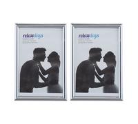 Relaxdays Set da 2 Cornici Portafoto, 10x15 cm, Passe Partout 9x13 cm Ritaglio Vetro, da Appoggiare o Appendere, Argento