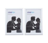 Relaxdays Set da 2 Cornici Portafoto, 10x15 cm, Passe Partout 9x13 cm, Ritaglio Vetro, da Appoggiare o Appendere, Bianco