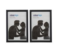 Relaxdays Set da 2 Cornici Portafoto, 10x15 cm, Passe Partout 9x13 cm, Ritaglio Vetro, da Appoggiare o Appendere, Nere