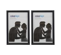 Relaxdays Set da 2 Cornici Portafoto, 10x15 cm, Passe Partout 9x13 cm, Ritaglio Vetro, da Appoggiare o Appendere, Nere