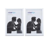 Relaxdays Set da 2 Cornici Portafoto, 10x15 cm, Passe Partout 9x13 cm, Ritaglio Vetro, da Appoggiare o Appendere, Bianco