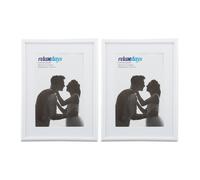 Relaxdays Set da 2 Cornici Portafoto, 15x20 cm, Passe Partout 10x15 cm Ritaglio Vetro, da Appoggiare o Appendere, Bianco