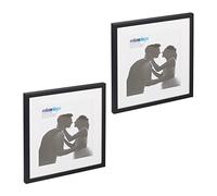 Relaxdays Set da 2 Cornici Portafoto, 38,5 x 38,5 cm, Porta Foto con Passpartout, Quadrate, da Muro e Tavolo, Nero, 41 x 41 x 2.5 cm