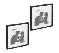 Relaxdays Set da 2 Cornici Portafoto, 38,5 x 38,5 cm, Porta Foto con Passpartout, Quadrate, da Muro e Tavolo, Nero, 41 x 41 x 2.5 cm