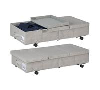 Relaxdays Set 2 Custodie Sottoletto, Organizer sotto Letto con Ruote, Contenitori Vestiti, Stoffa, 20x80x40 cm, Grigio, Cartone