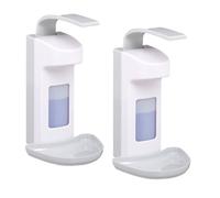 Relaxdays Dispenser di Sapone, Set da 2 Erogatori per Disinfettanti, 500 ml, con Vaschetta di Raccolta, Bianco/Grigio, Acciaio Inox