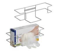 Relaxdays Set 2 Porta Guanti Monouso da Muro, Supporto Scatole Portaguanti in Lattice, HLP: 9,5x28x9,5 cm, Ferro, Grigio