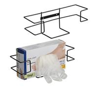 Relaxdays Set 2 Porta Guanti Monouso da Muro, Supporto Scatole Portaguanti in Lattice, HLP: 9,5x28x9,5 cm, Ferro, Nero