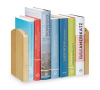 Relaxdays 2 Reggilibri, Sostegno per CD, DVD e Libri, Fermalibri a Angolo HLP: 17x11,5x12,5 cm, Legno Naturale