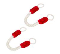 Relaxdays Set da 2 Fermaporta a Corda, Lunghi 60cm, Paracolpi da Maniglia, Sicurezza Bambini e Animali, Beige Rosso, Poliestere