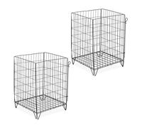 Relaxdays Compostiera in Metallo, Set da 2, per Compost da Giardino, Cesta per Foglie e Fogliame, 68 x 46 x 46 cm, Nero, Acciaio