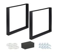 relaxdays Gambe da Tavolo Industrial, Set da 2, LxH: 80 x 72 cm, Piedi per Mobili, Struttura in Ferro, Tavolino, Nero, Acciaio