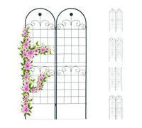 Relaxdays Set 2 Grigliati da Giardino per Rampicanti, in Metallo 180x50cm Design Arco e Cuore, ad Incastro, Verde Scuro