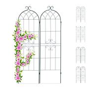 Relaxdays Set 2 Grigliati Giardino per Rampicanti, in Metallo 180x50cm Design a forma di arco, ad Incastro, Verde Scuro