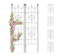Relaxdays Set 2 Grigliati per Rampicanti, in Metallo 180x50cm Design con Motivi Decorativi, ad Incastro, Verde Scuro