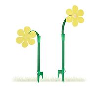 Relaxdays Set da 2 Irrigatori a Fiore, Sprinkler, Giardino, Picchetto, Innaffia, Plastica, Getto Fino 6 m, Verde Giallo