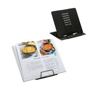 Relaxdays Leggio da Tavolo per Libri, Set 2 Supporti Reggilibri Quaderni Tablet, Regolabile 6 Livelli, Acciaio, Nero