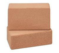 Relaxdays Mattoncini da Yoga. Set da 2 Blocchi in Sughero, Blocchetti per Esercizi, 12x22,5x7 cm, Antiscivolo, Marrone, 12 x 22.5 x 7 cm