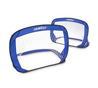 Relaxdays Set da 2 Mini Porte Pop Up da Calcio, HLP: 80 x 120 x 80 cm, Apertura Rapida, Accessori Sport, Blu
