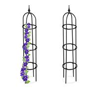 Relaxdays 100 cm Set da 2 Obelischi per Rampicanti Alti, Graticolato per Piante, Rose, Edere, da Giardino, Metallo, Nero, Acciaio