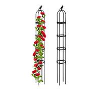 Relaxdays Set da 2 Obelischi Rampicanti, Graticolato per Piante, Rose, Edere, H x D: 188 x 24 cm, Nero, Acciaio, Plastica