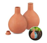 Relaxdays Sfera Irrigazione a Goccia, Set 2, Olla Ceramica per Annaffiare, Irrigatore Automatico Acqua 1,5L, Terracotta