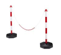 Relaxdays Set da 2 Paletti di Delimitazione, Barriere Eventi e Feste, Dissuasore Parcheggio, 82x56x28 cm, Rosso Bianco