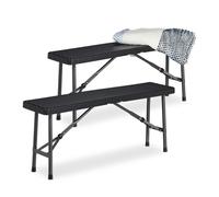 (TG. 1 pz.) Relaxdays Panchina Pieghevole, Set da 2 Panche da Birreria, Terrazza