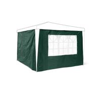 Relaxdays Set 2 Pareti Laterali per Gazebo, 3 x 3 m, Telo in PE, Finestre, Rivestimento per Festival, Tendone, Verde