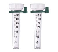 Relaxdays Pluviometro, in Set da 2 con Supporto, Misuratore Pioggia da Giardino Quadrante 35 mm/m² Plastica, Trasparente, 24.5 x 10.5 x 8.5 cm