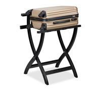 Relaxdays Set da 2 portavaligie, pieghevoli, neri | HxLxP: 75 x 60 x 41 cm, ripiano per valigie, hotel, legno