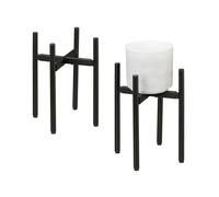 Relaxdays Verstellbarer Pflanzenständer 2er Set 2 Supporti per Fiori e Piante, Portavasi Regolabili in Larghezza LxP: 26x26-37x37 cm, Acciaio, Nero, Ferro