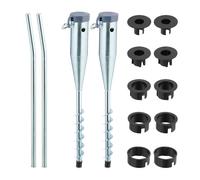 Relaxdays Puntale Reggiombrellone e Stendini, Set da 2, Trivella a Vite, Infilare e Avvitare, 25-55 mm, Argentato Grigio, 56 x 7 x 10 cm