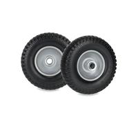 Relaxdays Set da 2 Ruote Carriole, 2.50-4, in Gomma Piena con Cerchione in Acciaio, Ruotino Regge 80 kg, Nero Grigio