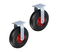 Relaxdays Set da 2 ruote fisse per carrello 3.00-4