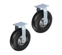 Relaxdays 2 Ruote per Carrello Fisse 3.00-4, Rotelle Mobili e Carico di Portata 120 kg, Gomma Gonfiabile, Nero Argento, Acciaio, 26 x 8,5 cm
