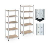 Relaxdays Scaffalatura Scaffale Carichi Pesanti, Set da 2, 180x70x45 cm, 5 Ripiani Alta Portata 500 kg, Garage, Acciaio, Argentato