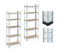 Relaxdays Scaffale Carichi Pesanti, Set da 2, 180x70x30 cm, 5 Ripiani Alta Portata 500 kg, Garage, Acciaio, Argentato