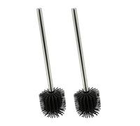 Relaxdays Set da 2 Scovolini, Antibatterici, Testa in Gomma Termoplastica Rimovibile, Manico in Acciaio, Nero/Argentato