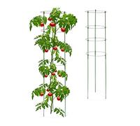 Relaxdays Set da 2 Sostegni Circolari per Pomodori, Piante Rampicanti, Rose, a 3 Gambe, in Metallo, HD: 120x28 cm, Verde, Ferro