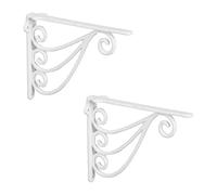 Relaxdays Set da 2 Staffe per Mensole, 23,5x4x18 cm, Supporti Design Antico, Reggimensola Angolari per Scaffali, Bianco, Ghisa