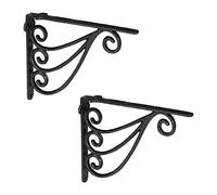 Relaxdays Set da 2 Staffe per Mensole, 23,5x4x18 cm, Supporti Design Antico, Reggimensola Angolari per Scaffali, Nero