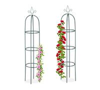 Relaxdays Supporti ad Obelisco per Rampicanti, Set da 2, Alti 200 cm, Graticolati per Piante, Rose Edere, Metallo, Verde