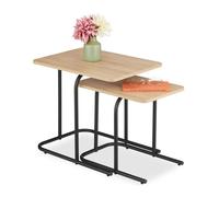 Tavolini Caffè Salotto Tavoli Laterali Divano Comodini Soggiorno MDF Ferro Set 2