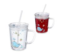Set da 2 tazze per bambini 400 ml Resistente Tazze in vetro per bambini